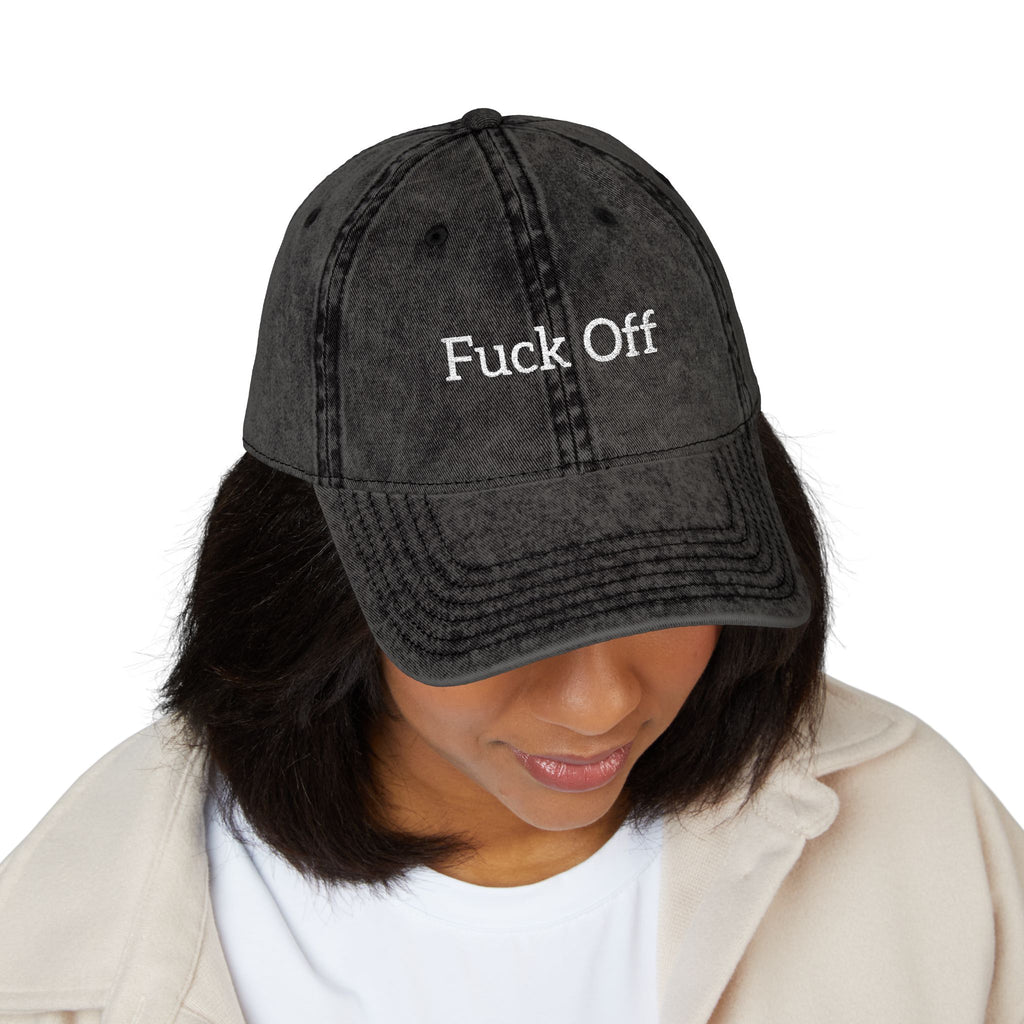 Embroidered 'Fuck Off' Vintage Cap