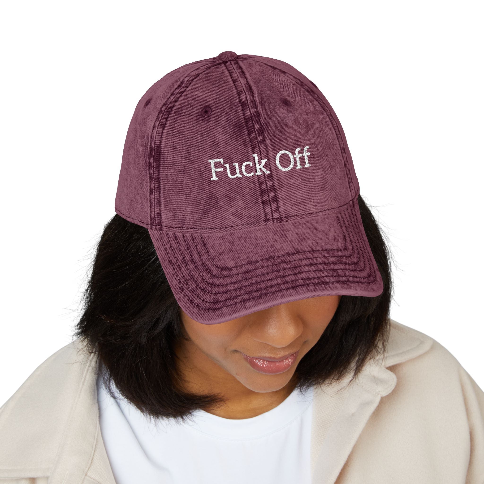 Embroidered 'Fuck Off' Vintage Cap