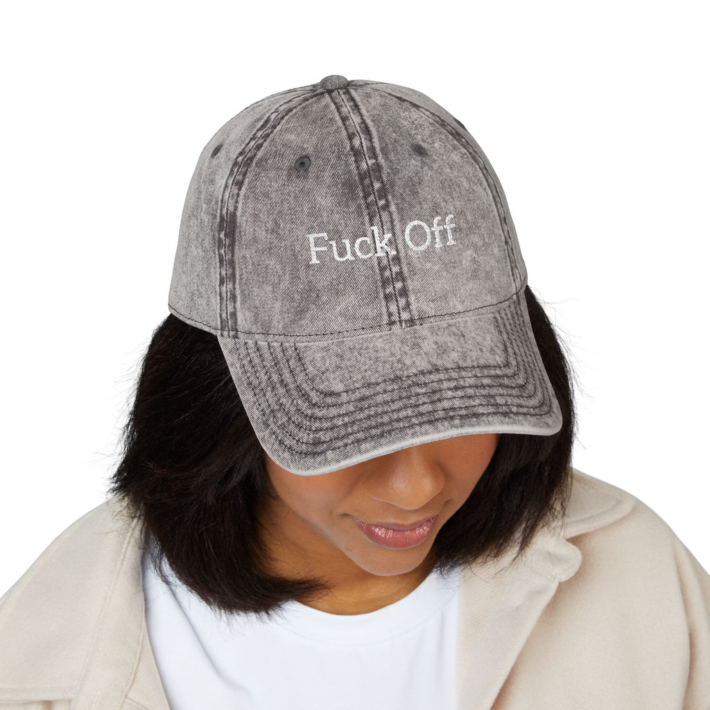 Embroidered 'Fuck Off' Vintage Cap