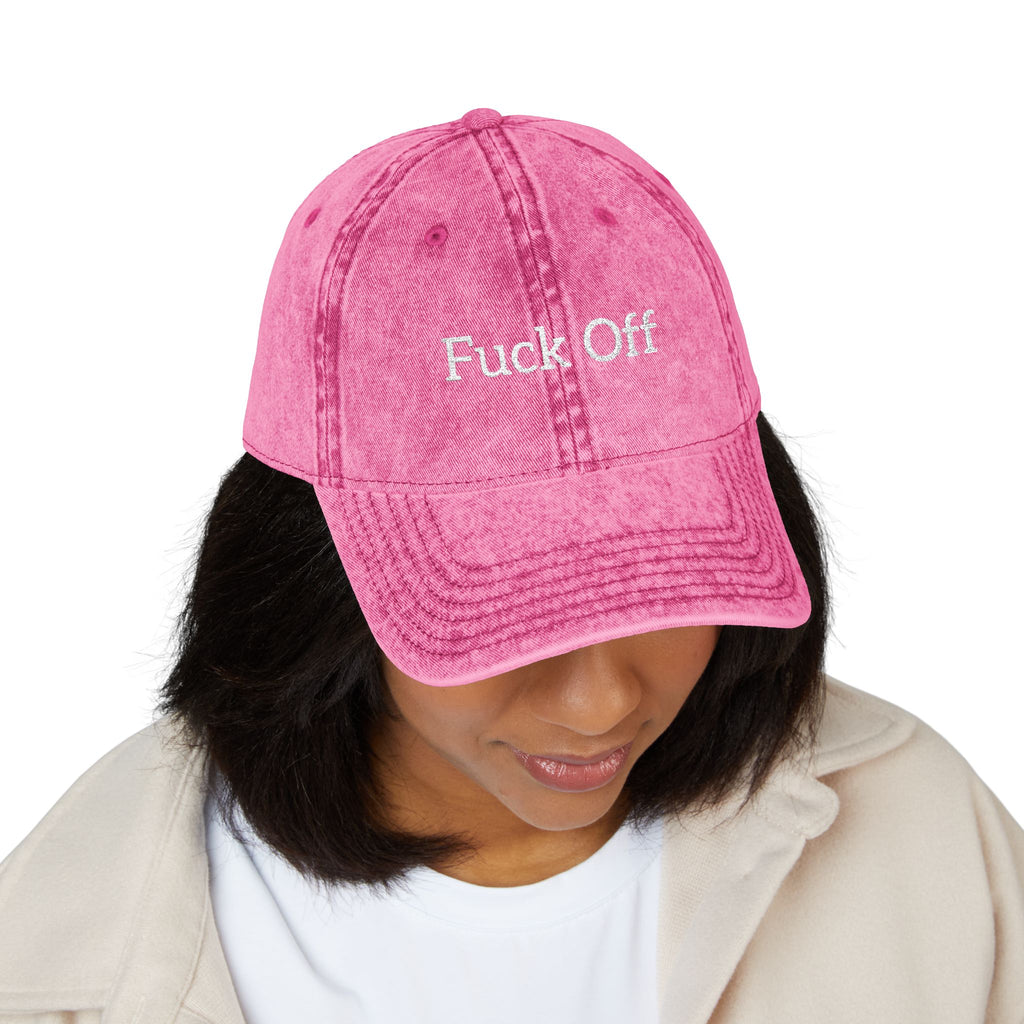 Embroidered 'Fuck Off' Vintage Cap