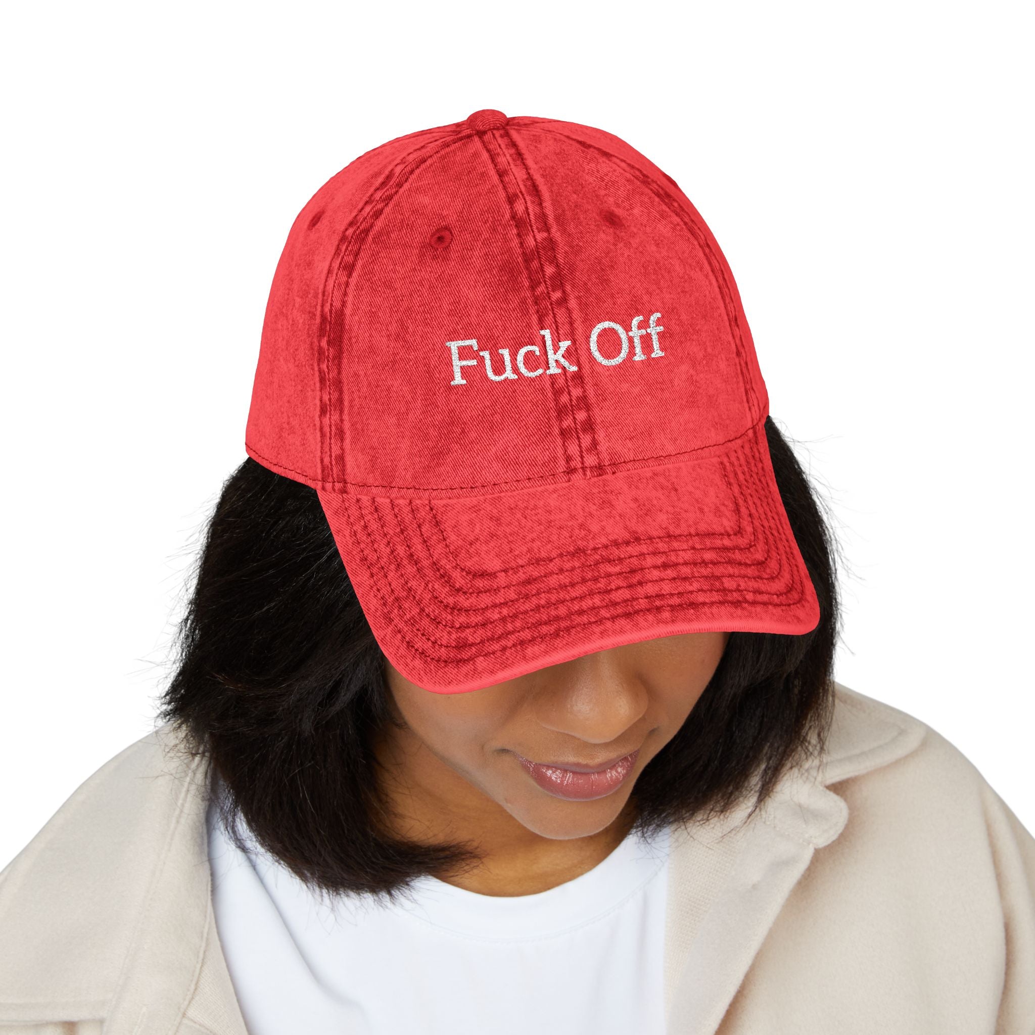 Embroidered 'Fuck Off' Vintage Cap