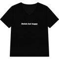 Delulu But Happy V-Neck Tee — Women’s Relaxed Heather