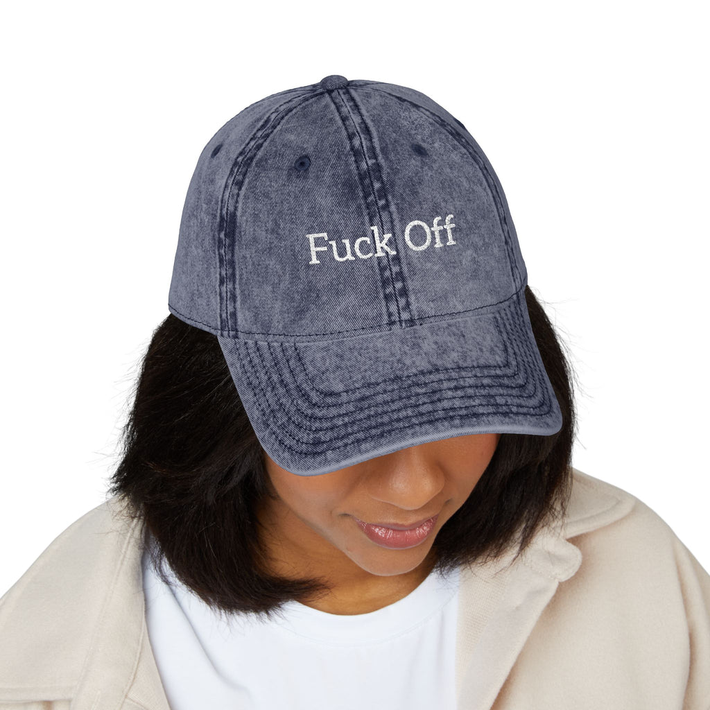 Embroidered 'Fuck Off' Vintage Cap